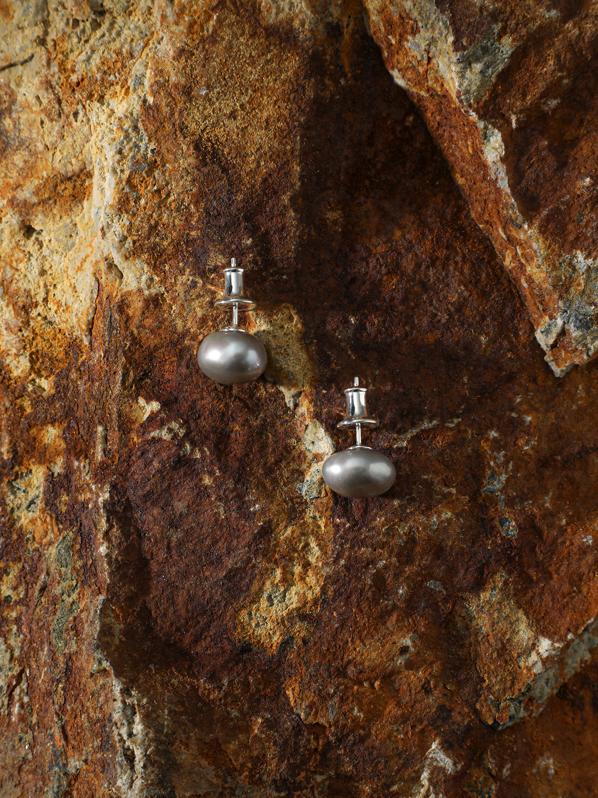 Silver Mist · Grey Baroque Freshwater Pearl Stud Earrings