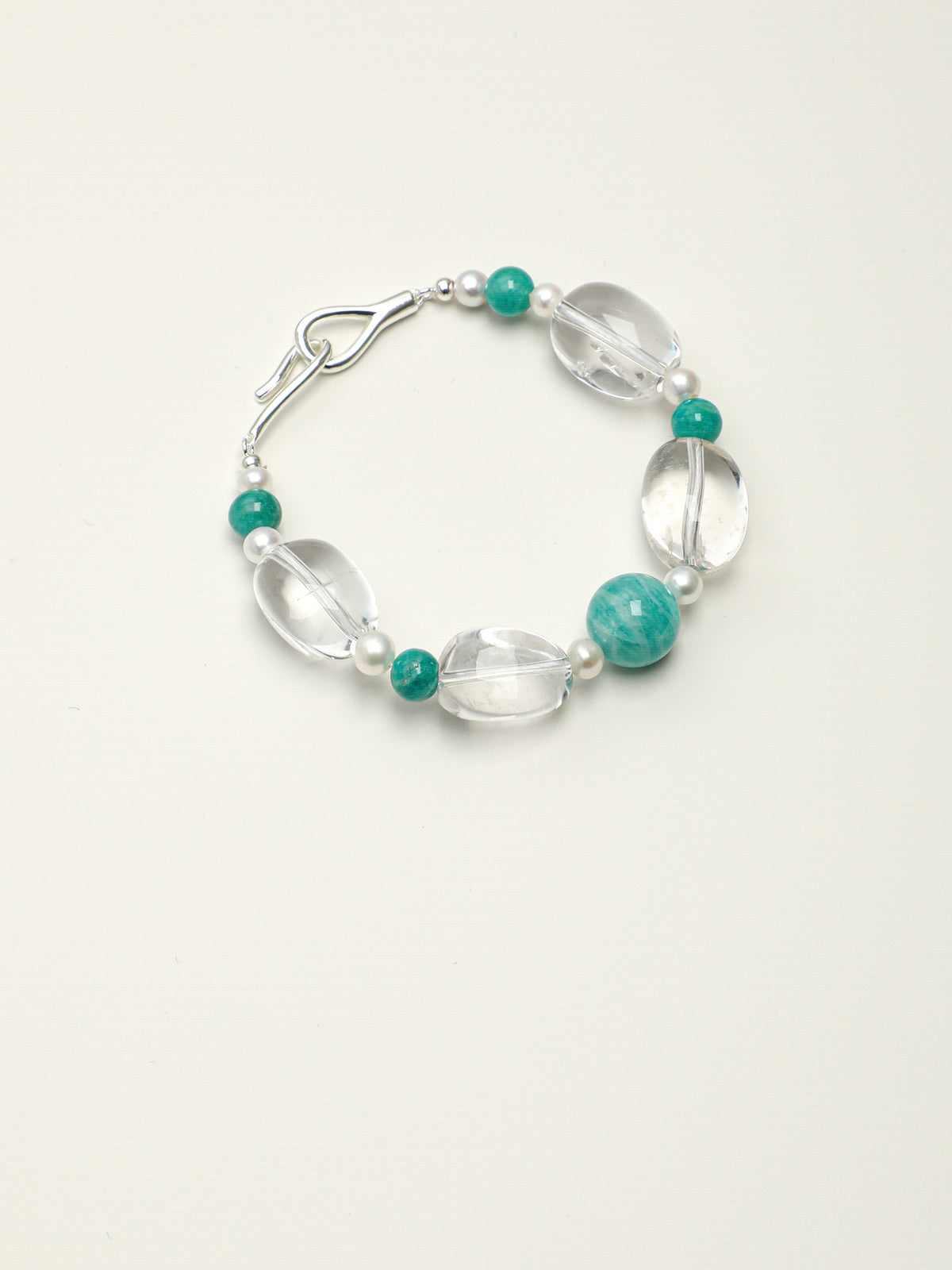 Verdant Isle · Amazonite, Clear Quartz & Pearl Bracelet