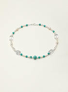 Verdant Isle · Amazonite & Clear Quartz Pearl Necklace