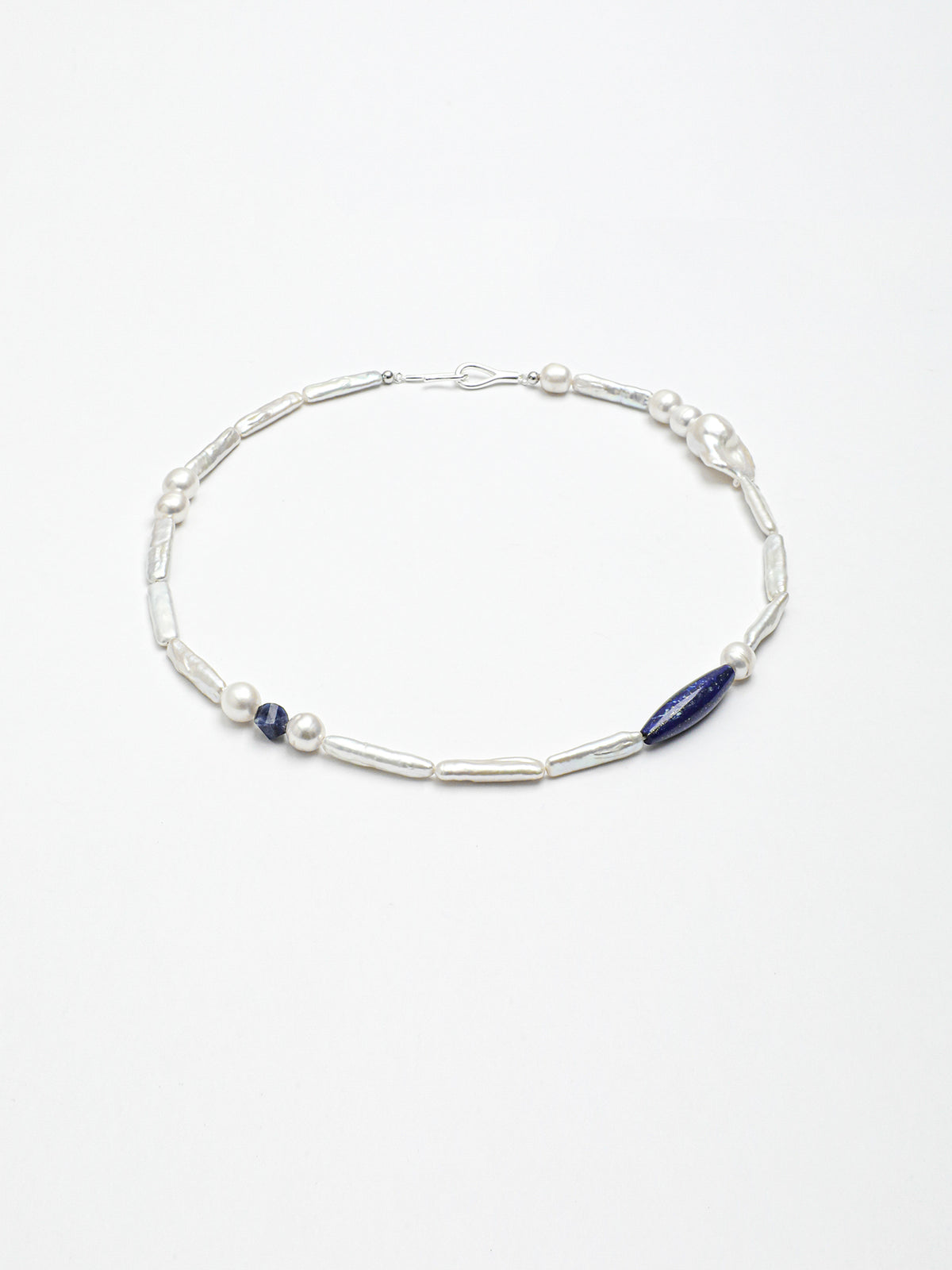 Celestial Rhythm · Lapis Lazuli & Organic Pearl Necklace