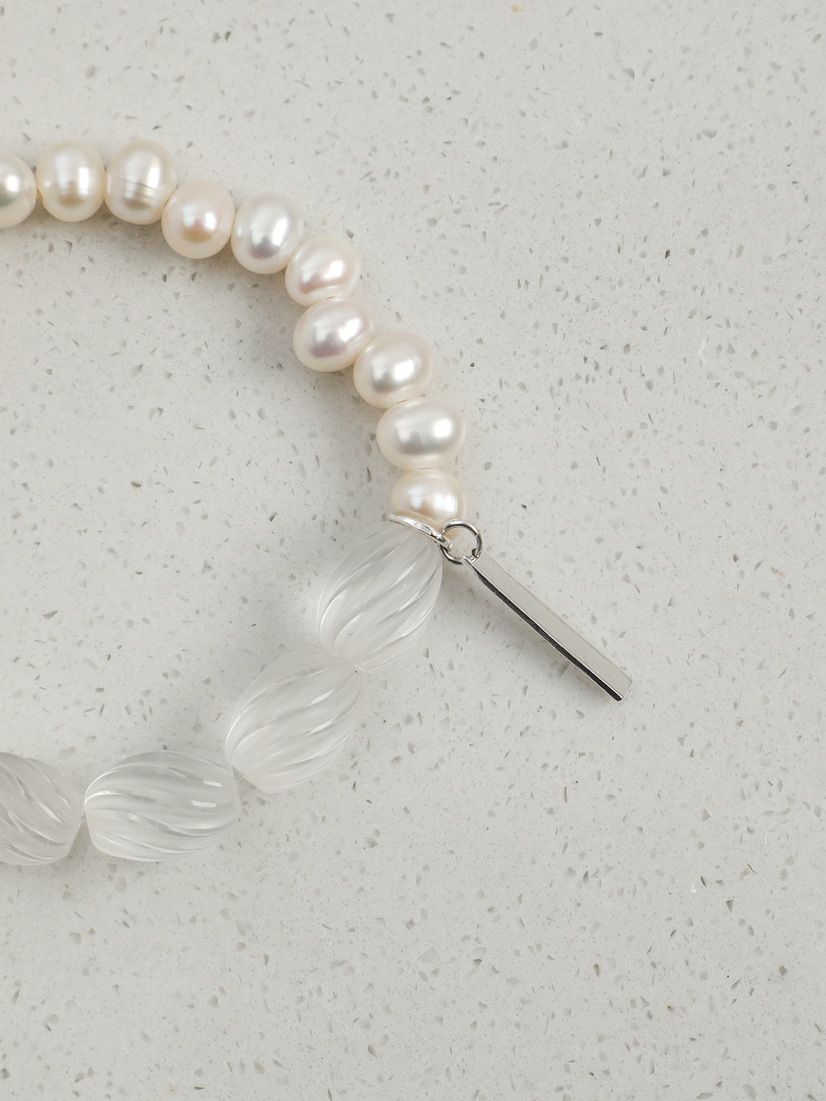 Pure Light · Spiral Clear Quartz & White Pearl Bracelet