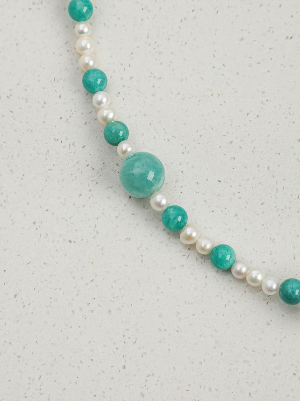 Verdant Isle · Amazonite & Clear Quartz Pearl Necklace