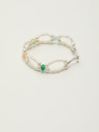 Prismatic Pebbles · Multi-Gemstone, Woven Pearl & Silver Bracelet