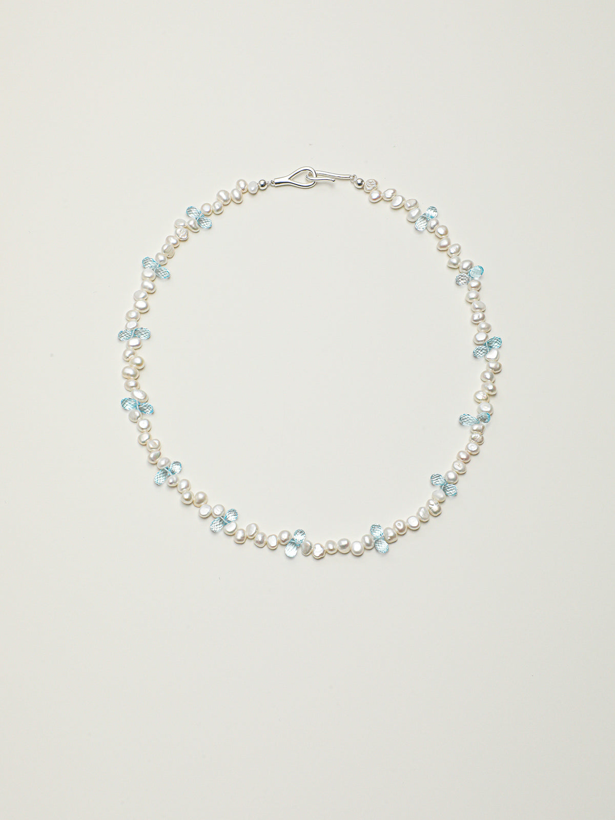Crystalline Ripples · Blue Topaz & Organic Pearl Necklace