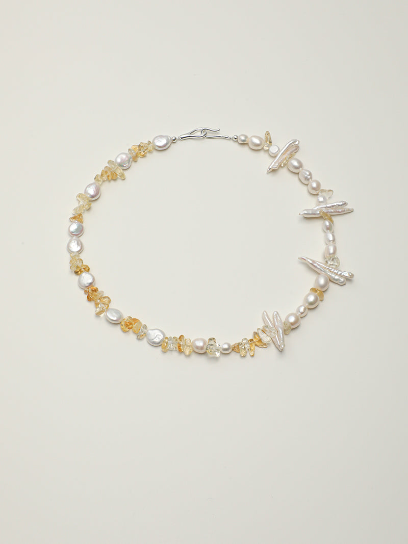 Golden Grain · Citrine & Organic Pearl Necklace