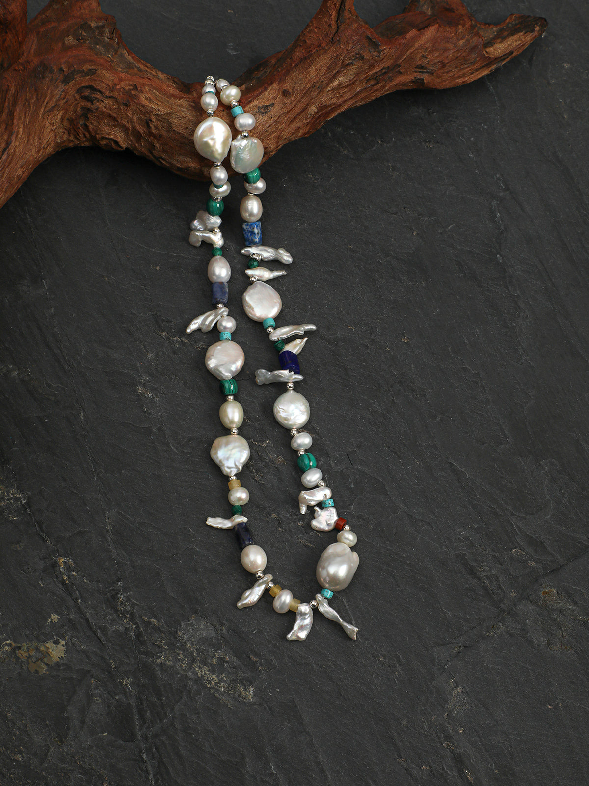 Forest Isle Cadence · Baroque Pearl & Multi-Gemstone Necklace