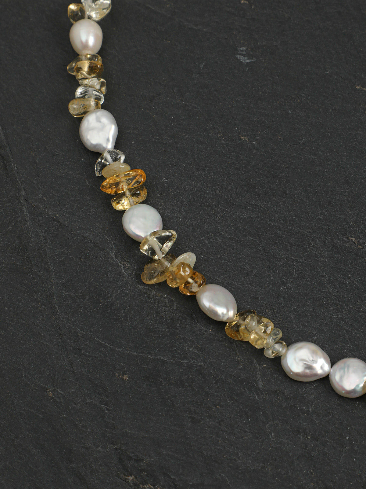Golden Grain · Citrine & Organic Pearl Necklace