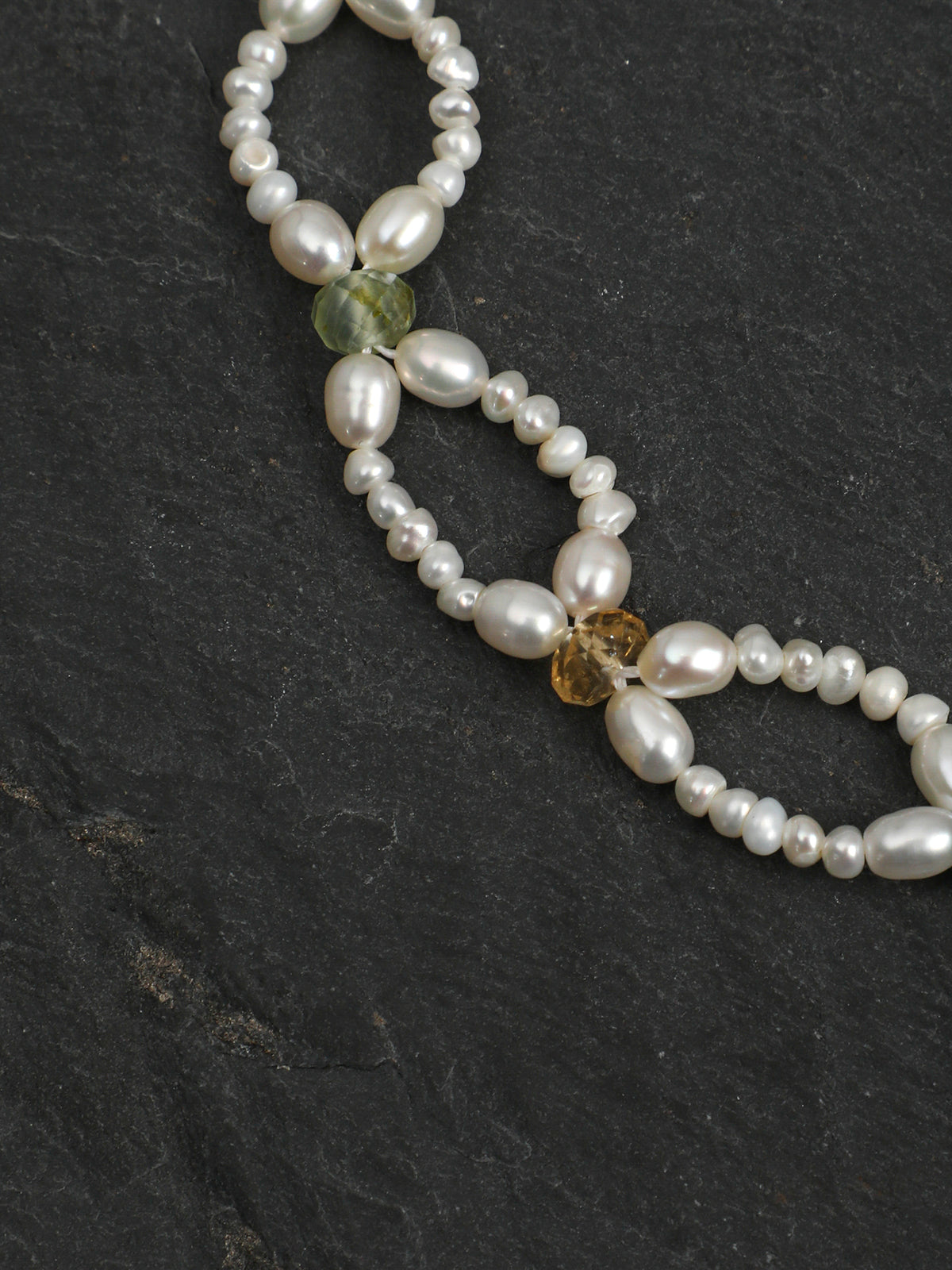 Prismatic Pebbles · Multi-Gemstone, Woven Pearl & Silver Bracelet