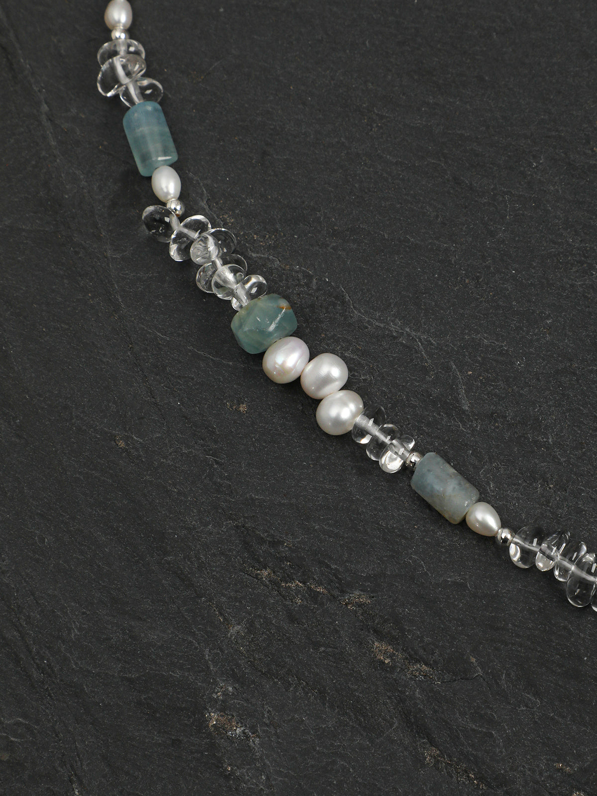 Glacial Waves · Blue Dumortierite & Clear Quartz Necklace