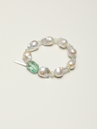 Mist Green Wave · Green Quartz, Prehnite & Large Baroque Pearl Bracelet