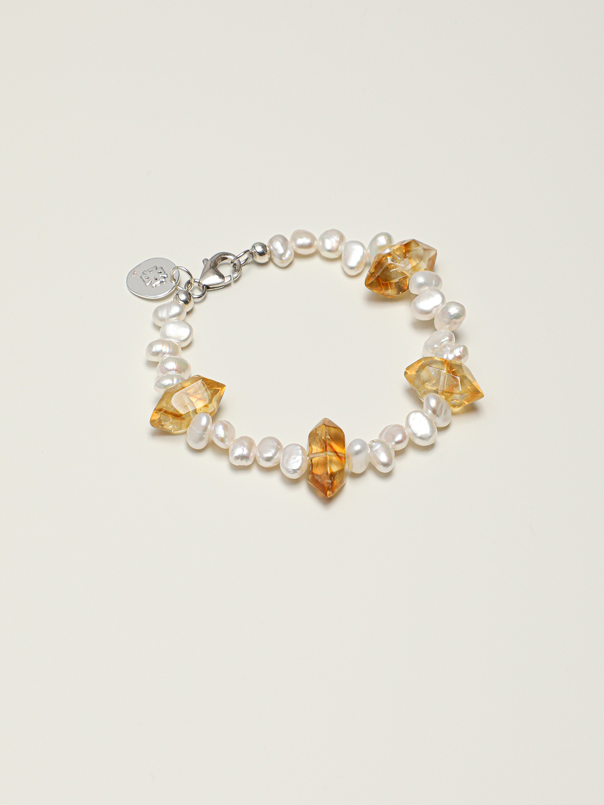 Golden Ray · Double-Terminated Yellow Quartz & Baroque Pearl Bracelet