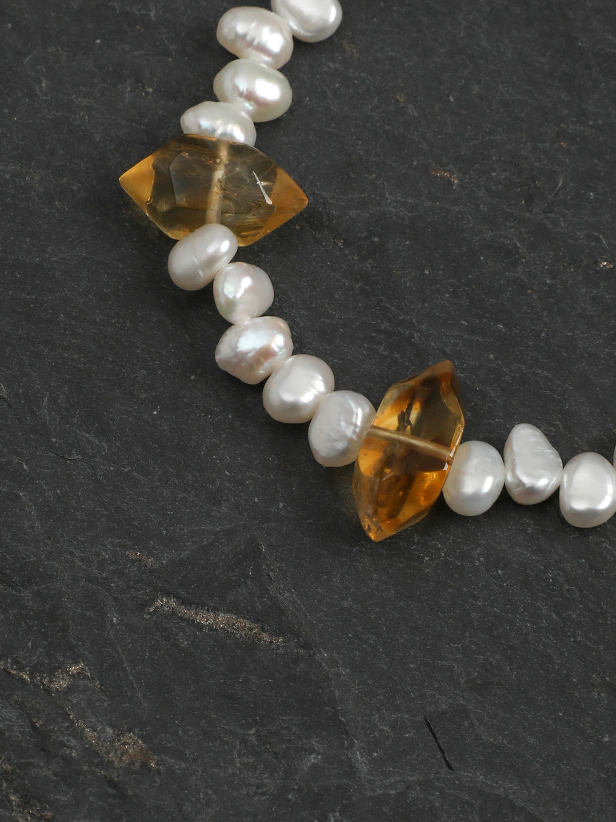 Golden Ray · Double-Terminated Yellow Quartz & Baroque Pearl Bracelet