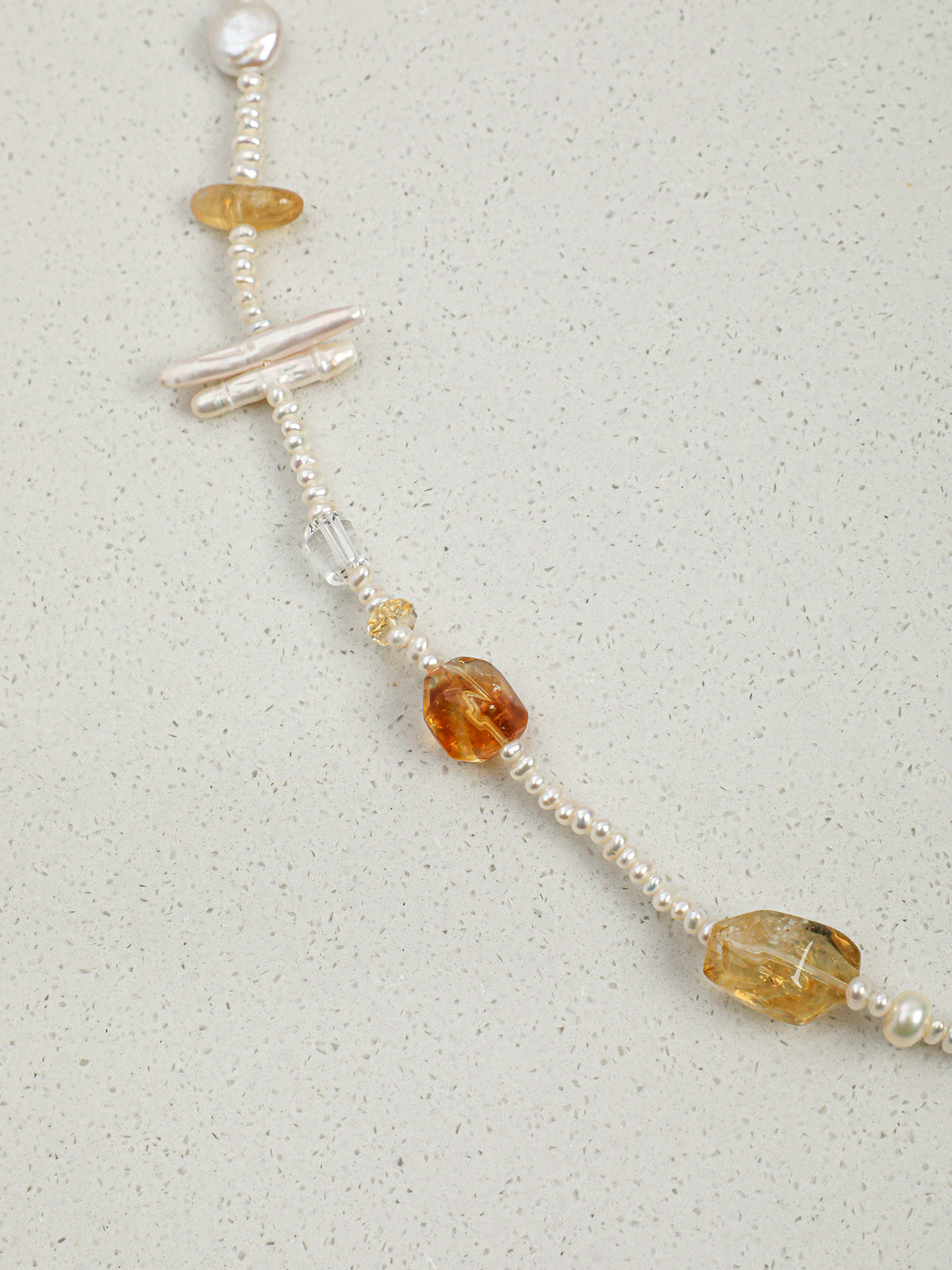 Starlight Sequence · Clear Quartz & Citrine Long Necklace