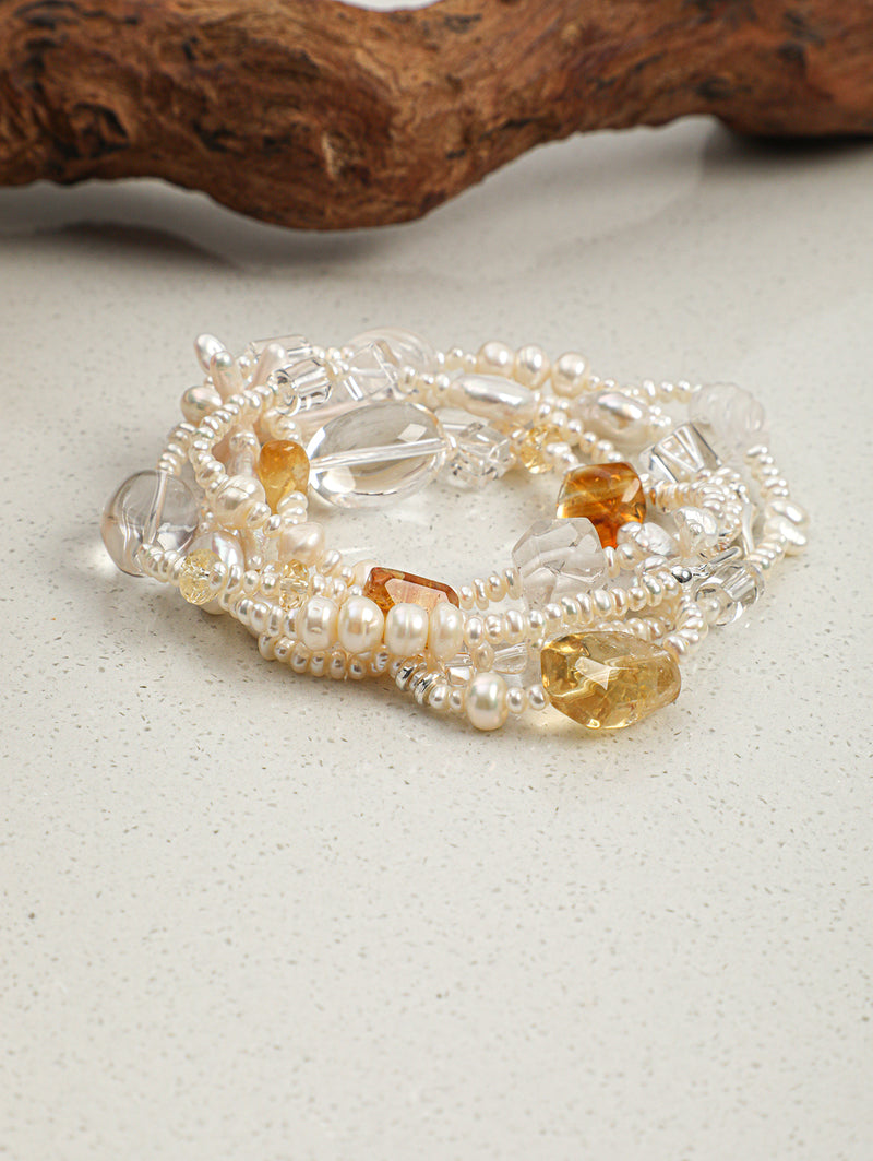 Starlight Sequence · Clear Quartz & Citrine Long Necklace