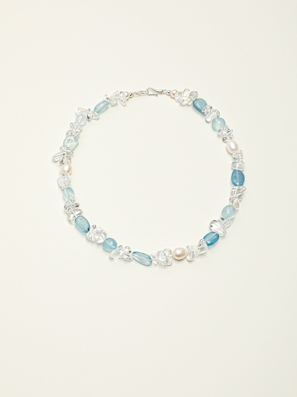 Glacial Breeze · Aquamarine & Clear Quartz Pearl Necklace