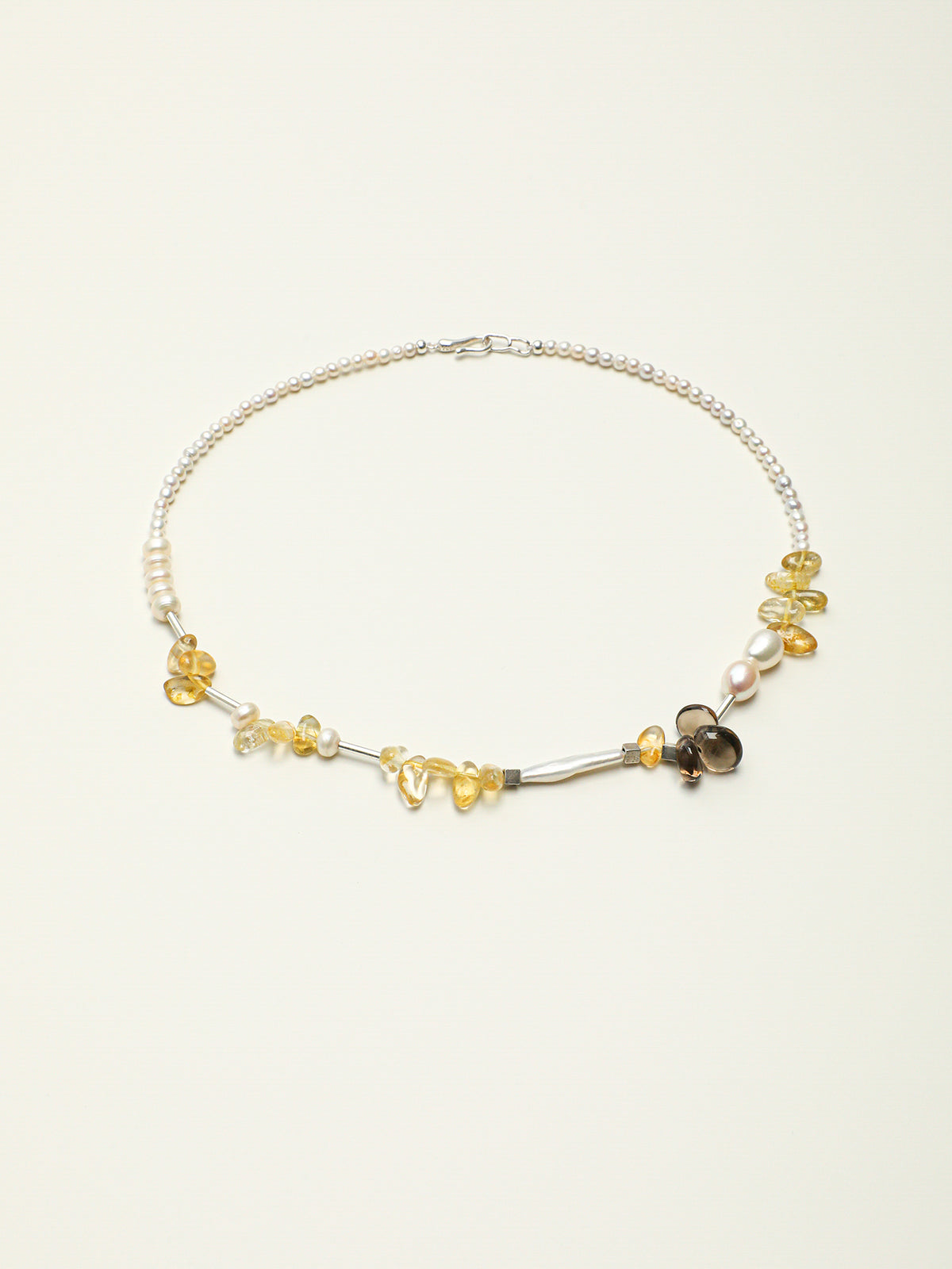 Golden Ripple · Citrine & Smoky Quartz Pearl Necklace