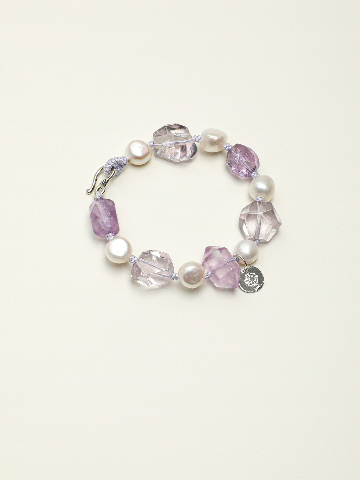 Violet Resonance · Amethyst, Double-Terminated Quartz & Baroque Pearl Bracelet
