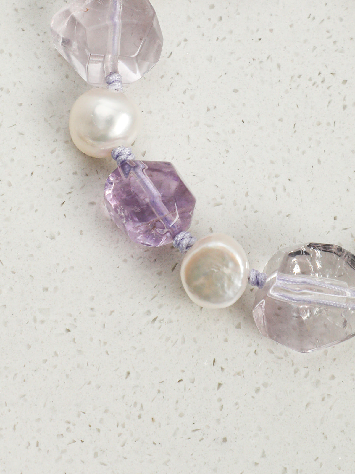 Violet Resonance · Amethyst, Double-Terminated Quartz & Baroque Pearl Bracelet