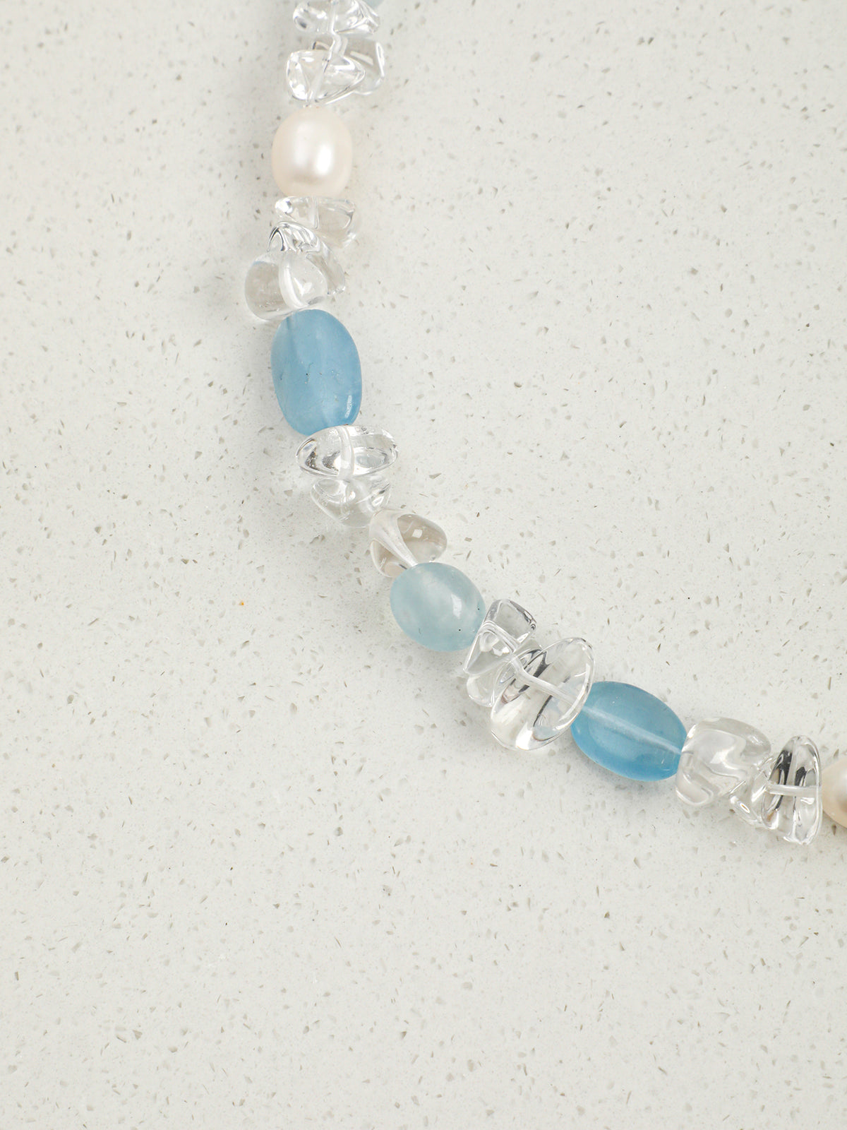 Glacial Breeze · Aquamarine & Clear Quartz Pearl Necklace