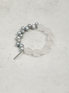 Mist Glass · Spiral Clear Quartz & Grey Pearl Bracelet