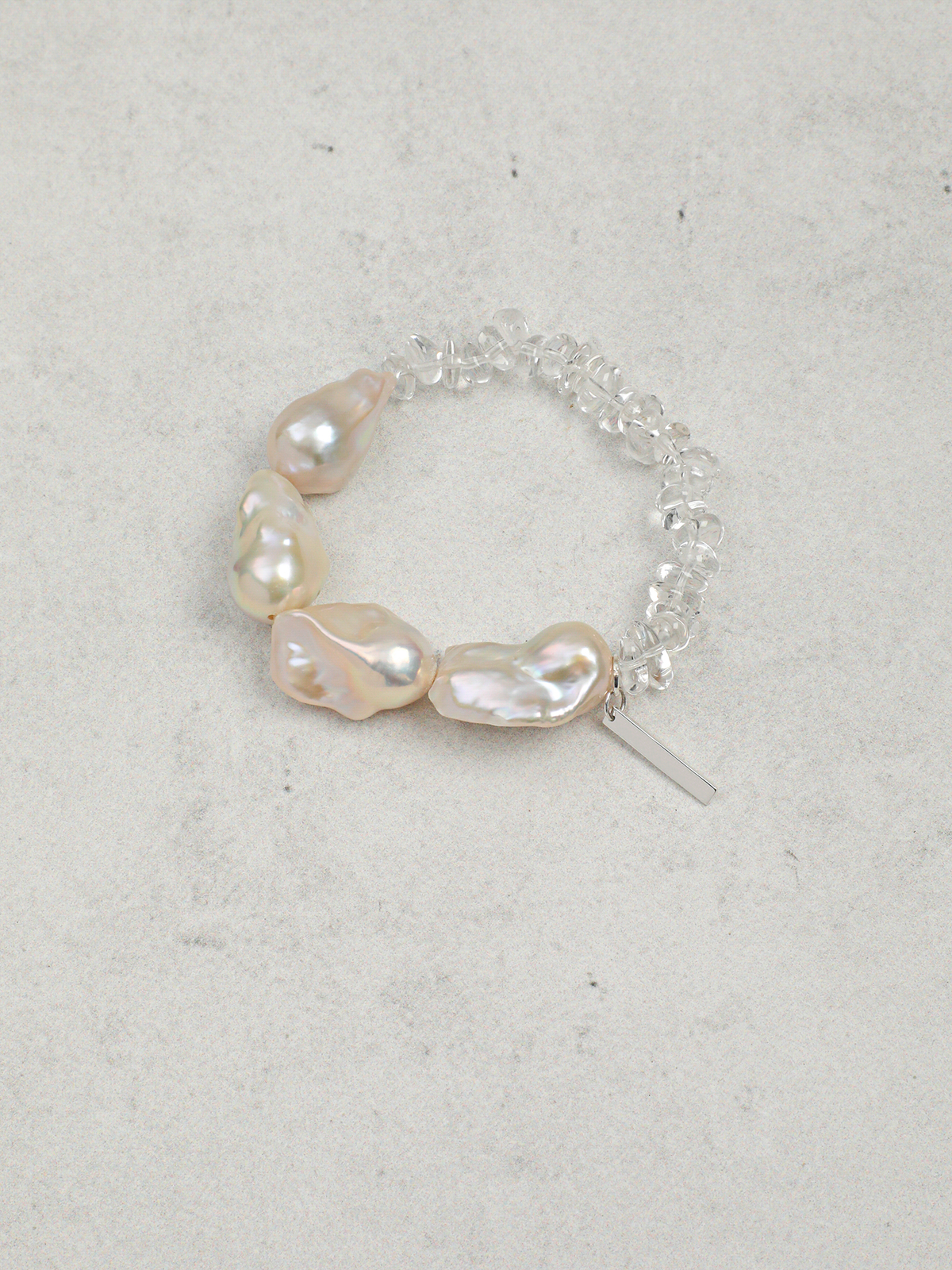 Frosted Pearl · Large Baroque Pearl & Crushed Ice Quartz Bracelet