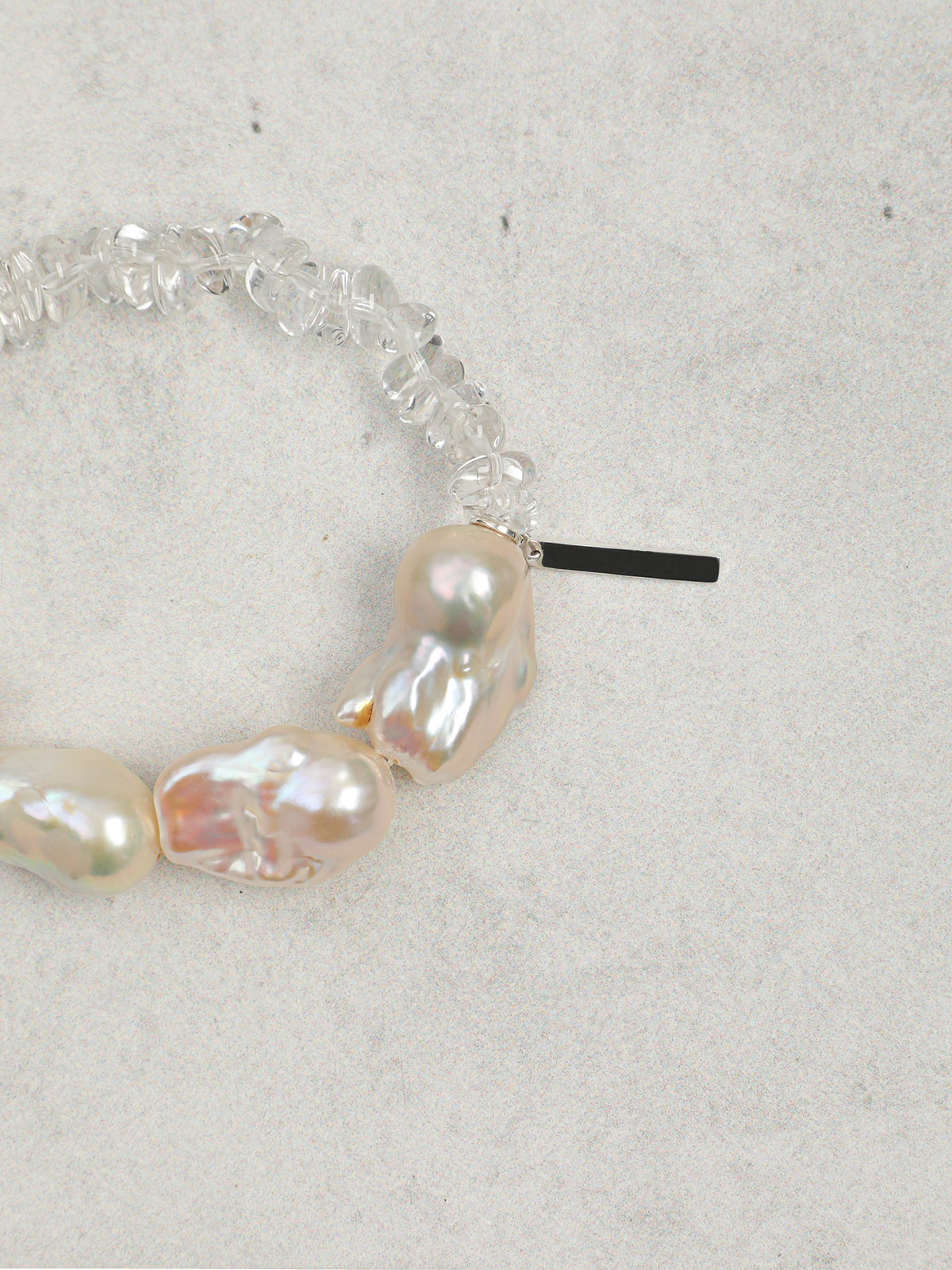 Frosted Pearl · Large Baroque Pearl & Crushed Ice Quartz Bracelet