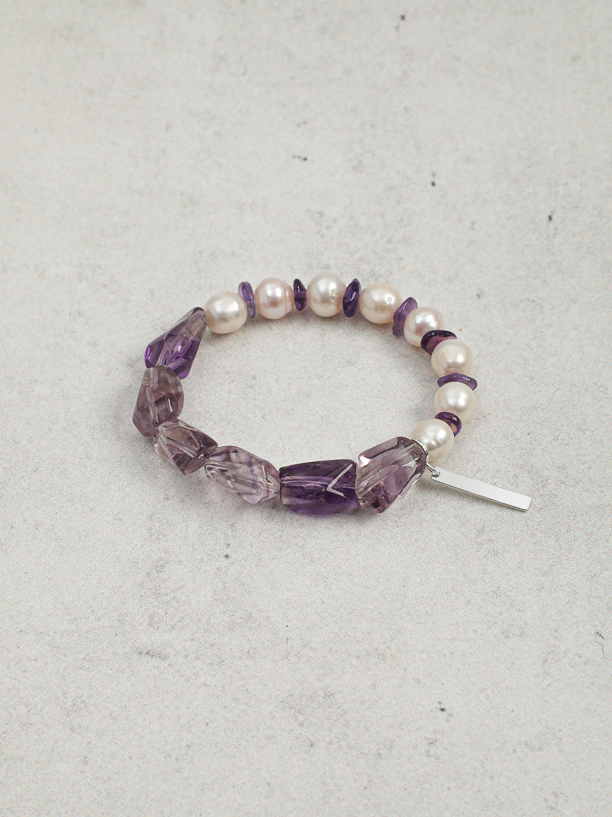 Violet Echo · Freeform Amethyst & Pearl Bracelet