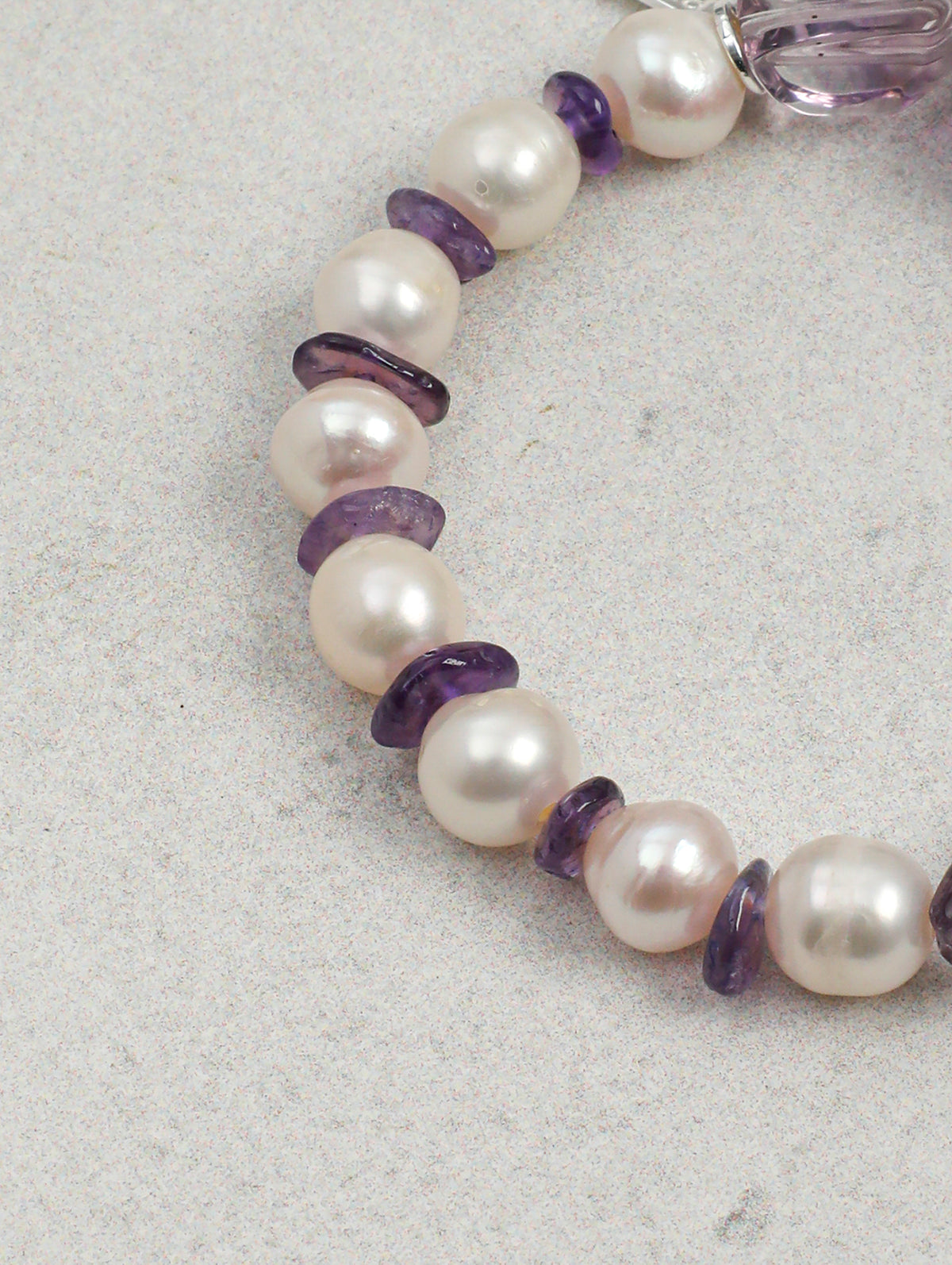 Violet Echo · Freeform Amethyst & Pearl Bracelet