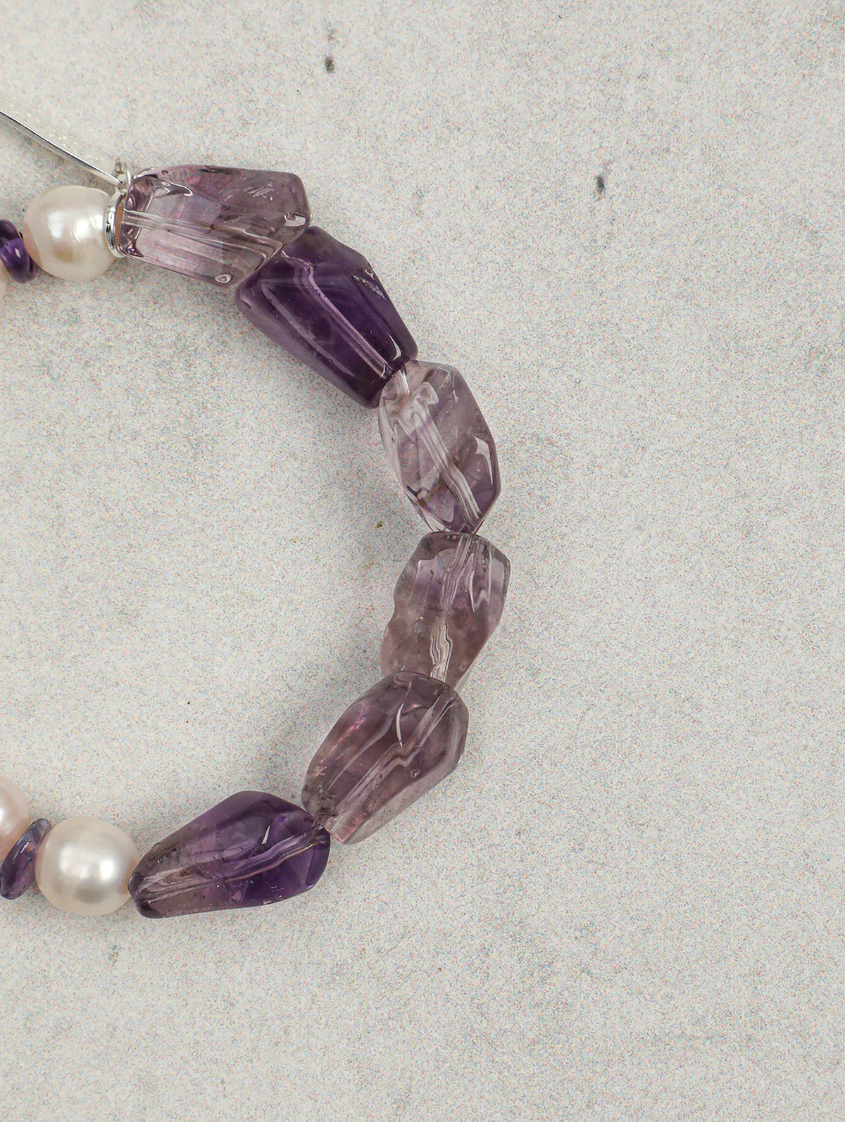 Violet Echo · Freeform Amethyst & Pearl Bracelet