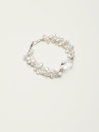 Icy Shadow · Double-Terminated Clear Quartz & Petal Baroque Pearl Bracelet