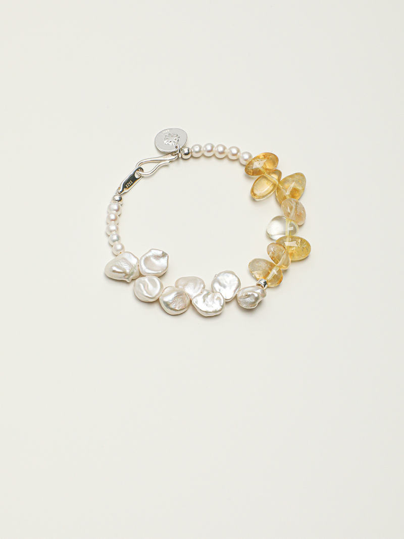 Warm Breeze · Citrine Points, Petal & Mini Pearl Bracelet
