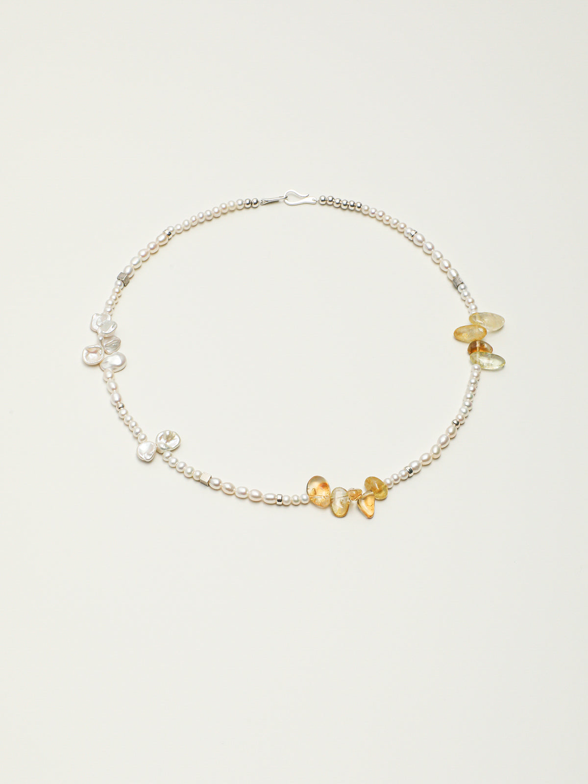 Warm Breeze · Citrine Tusk & Petal Pearl Necklace