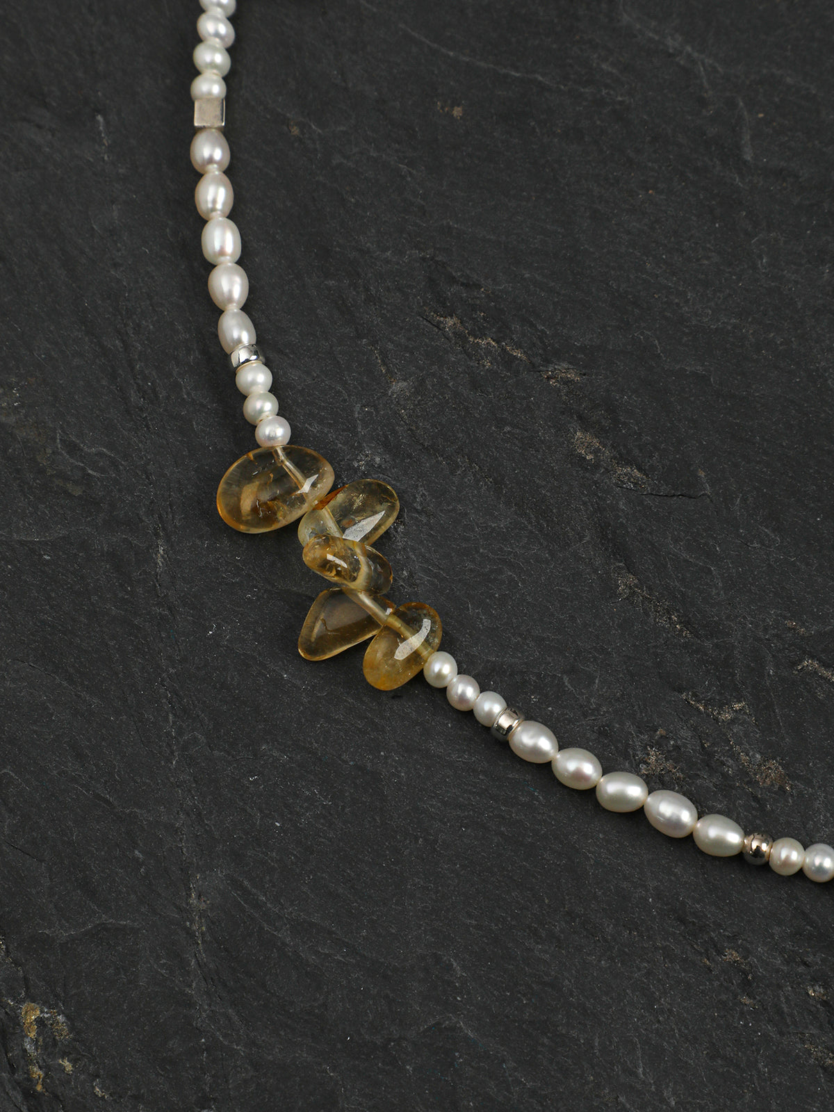 Warm Breeze · Citrine Tusk & Petal Pearl Necklace
