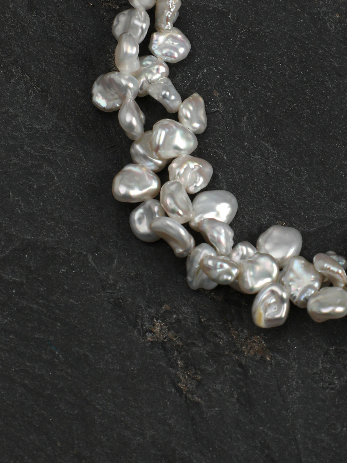 Icy Shadow · Double-Terminated Clear Quartz & Petal Baroque Pearl Bracelet
