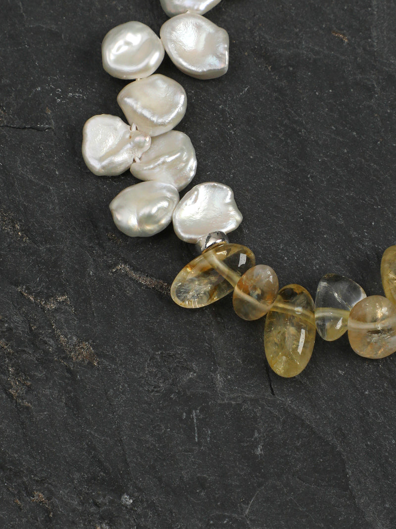Warm Breeze · Citrine Points, Petal & Mini Pearl Bracelet