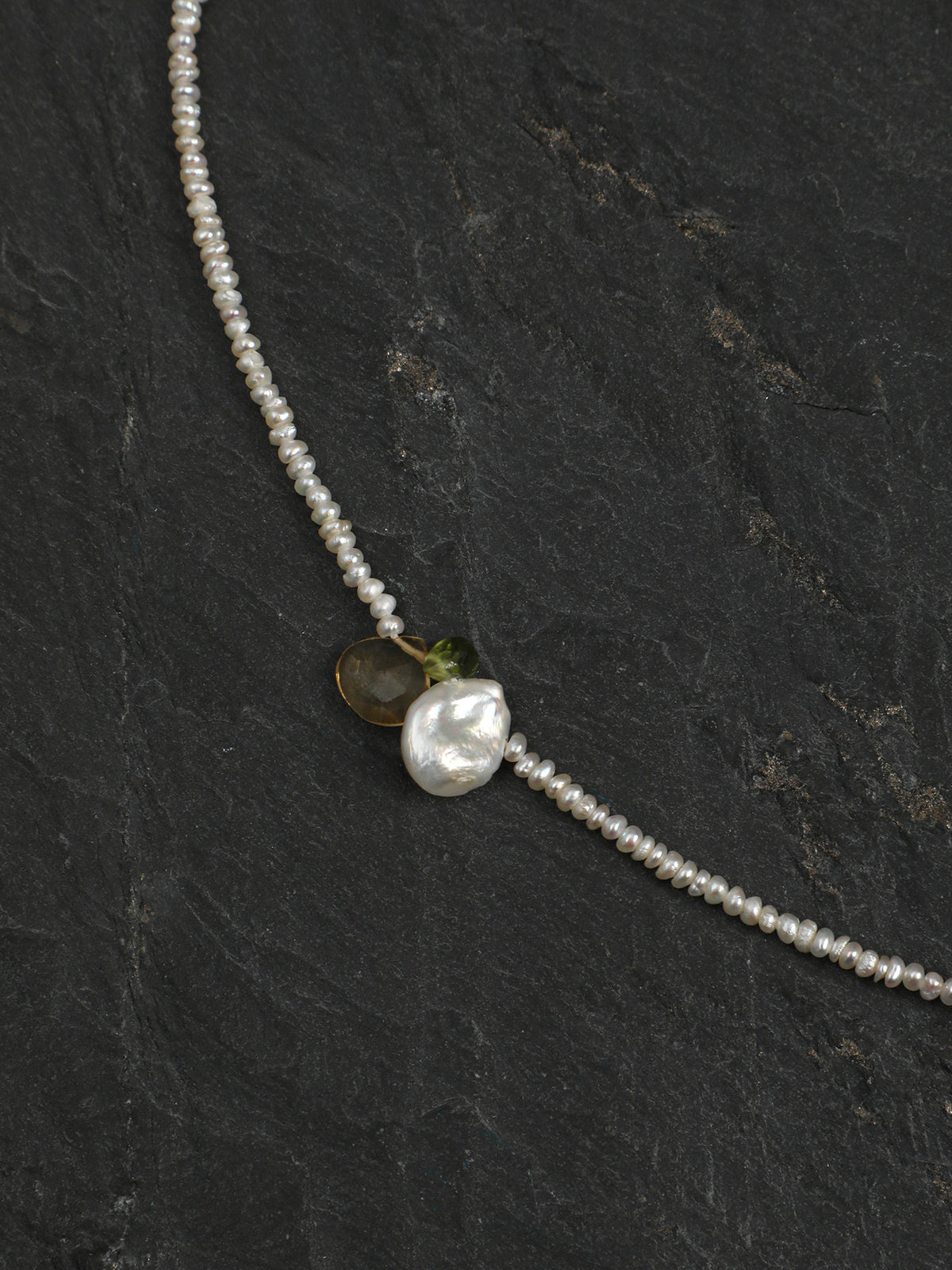 Pure Ripples · Peridot, Citrine & Pearl Pendant Necklace