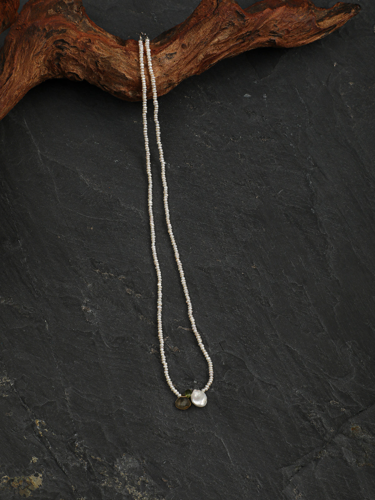 Pure Ripples · Peridot, Citrine & Pearl Pendant Necklace