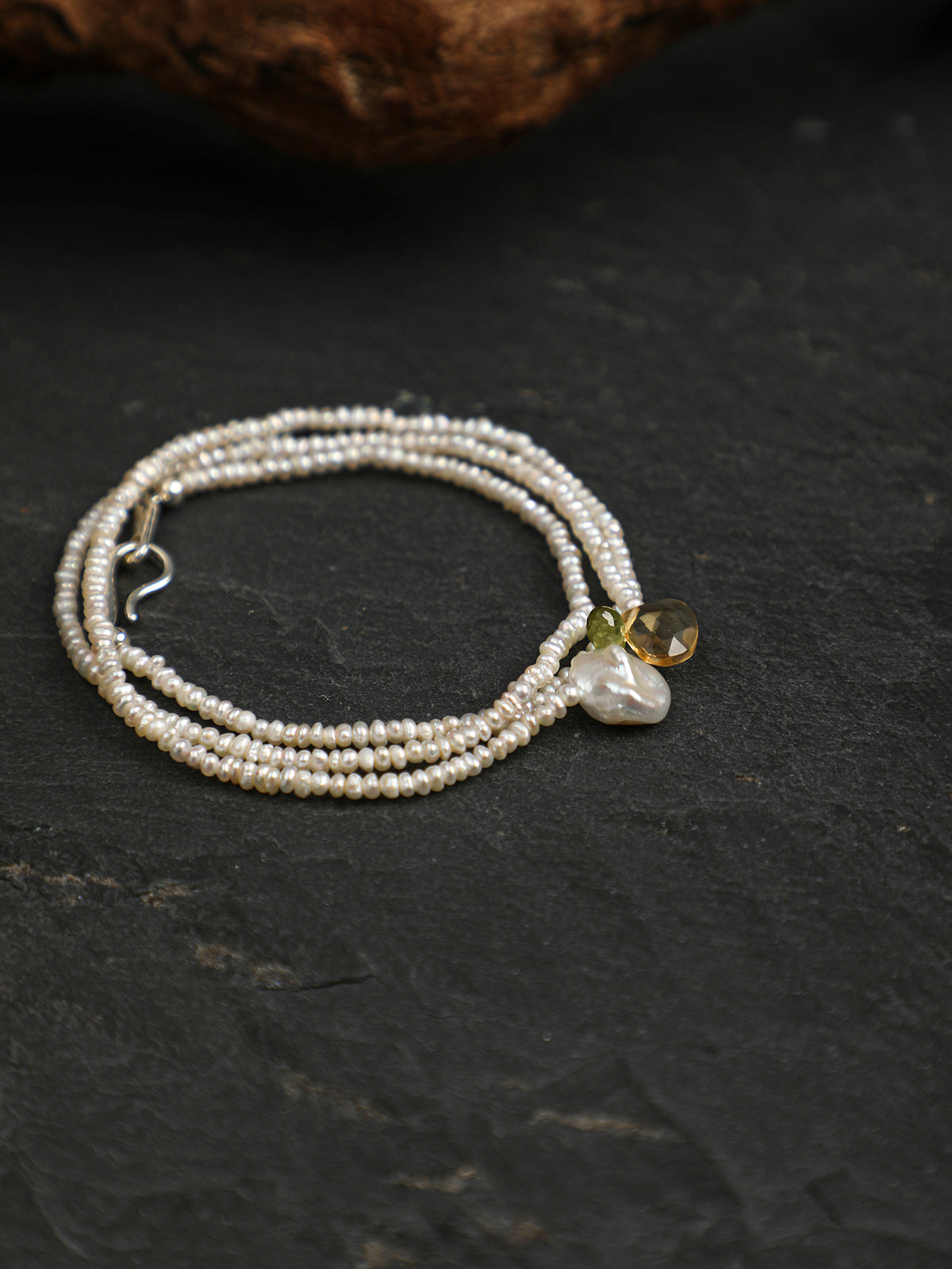 Pure Ripples · Peridot, Citrine & Pearl Pendant Necklace