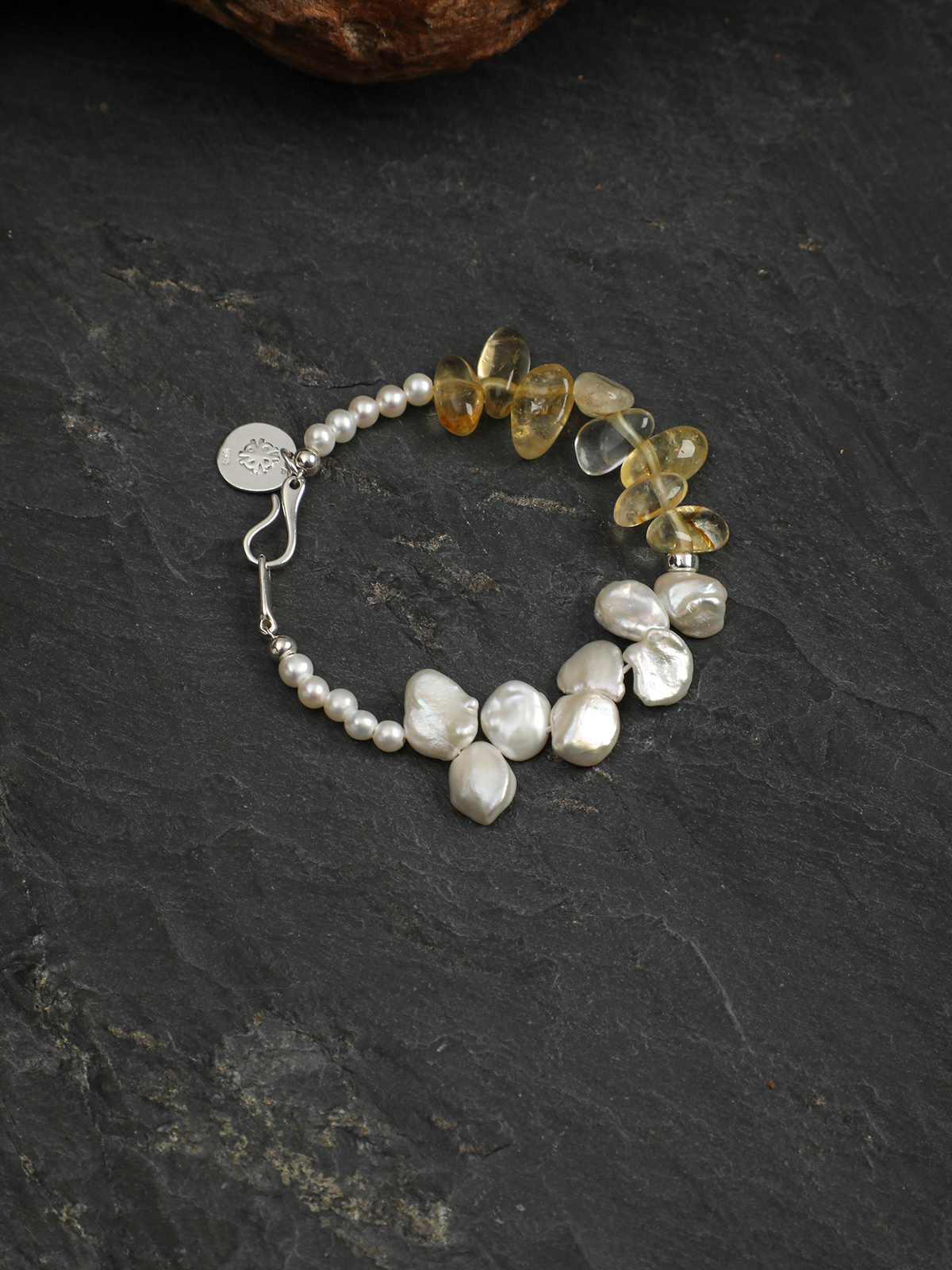 Warm Breeze · Citrine Points, Petal & Mini Pearl Bracelet