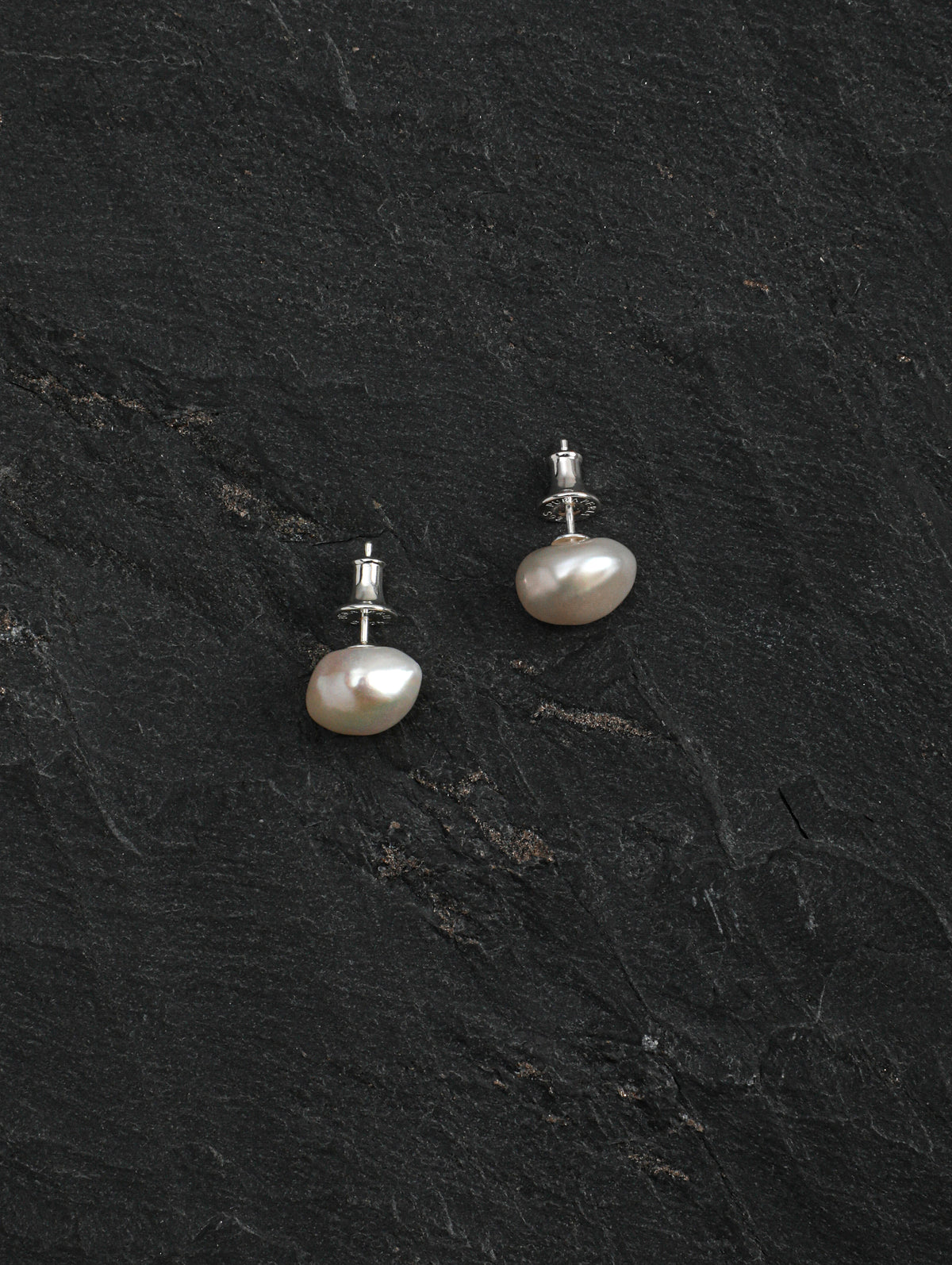 Pure Dew · White Baroque Freshwater Pearl Stud Earrings
