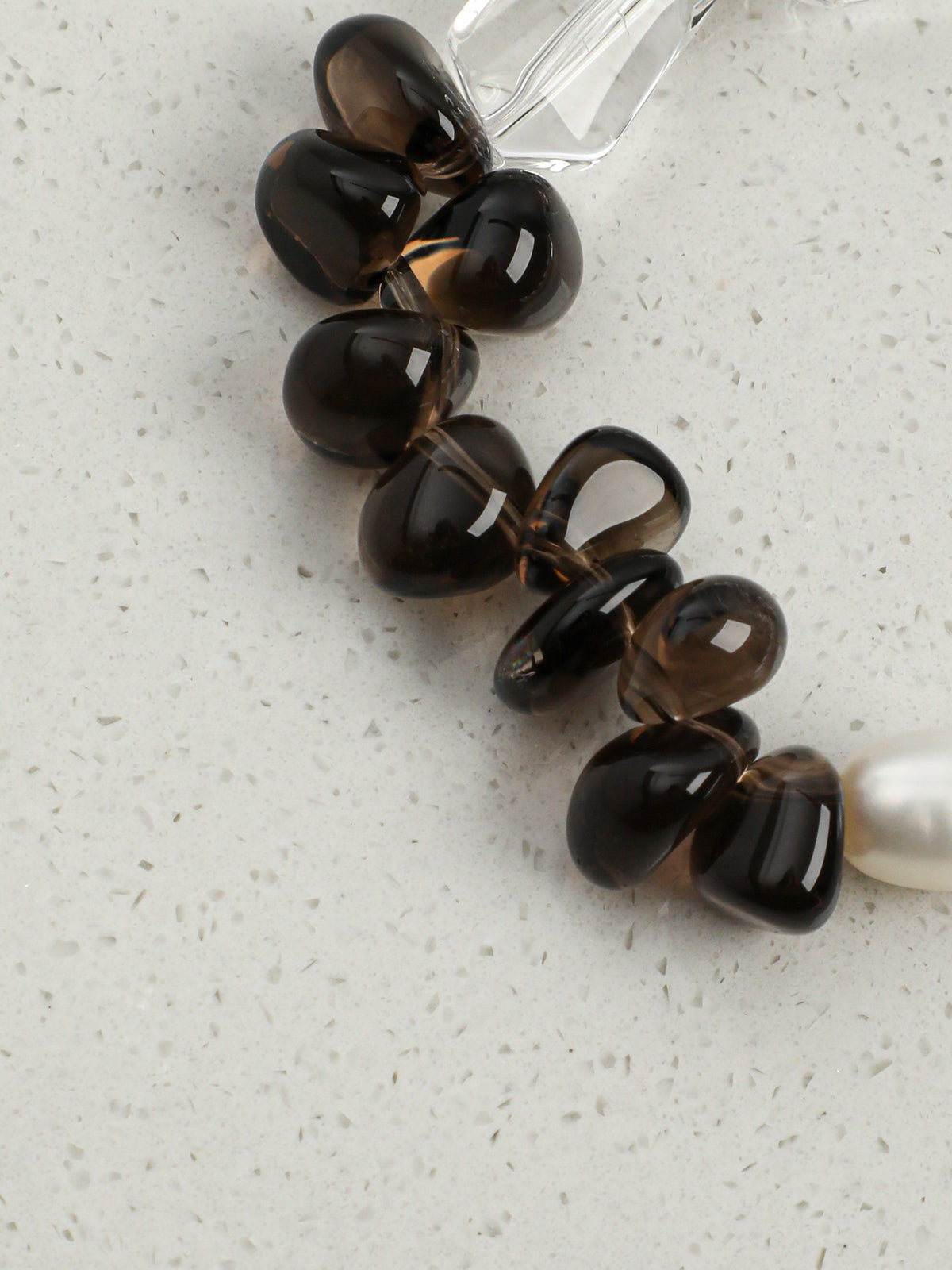 Moon Ripple · Double-Terminated Quartz, Smoky Quartz & Pearl Bracelet