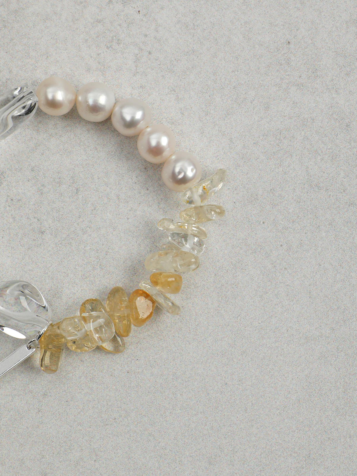 Amber Moon · Clear Quartz, Citrine & Pearl Bracelet