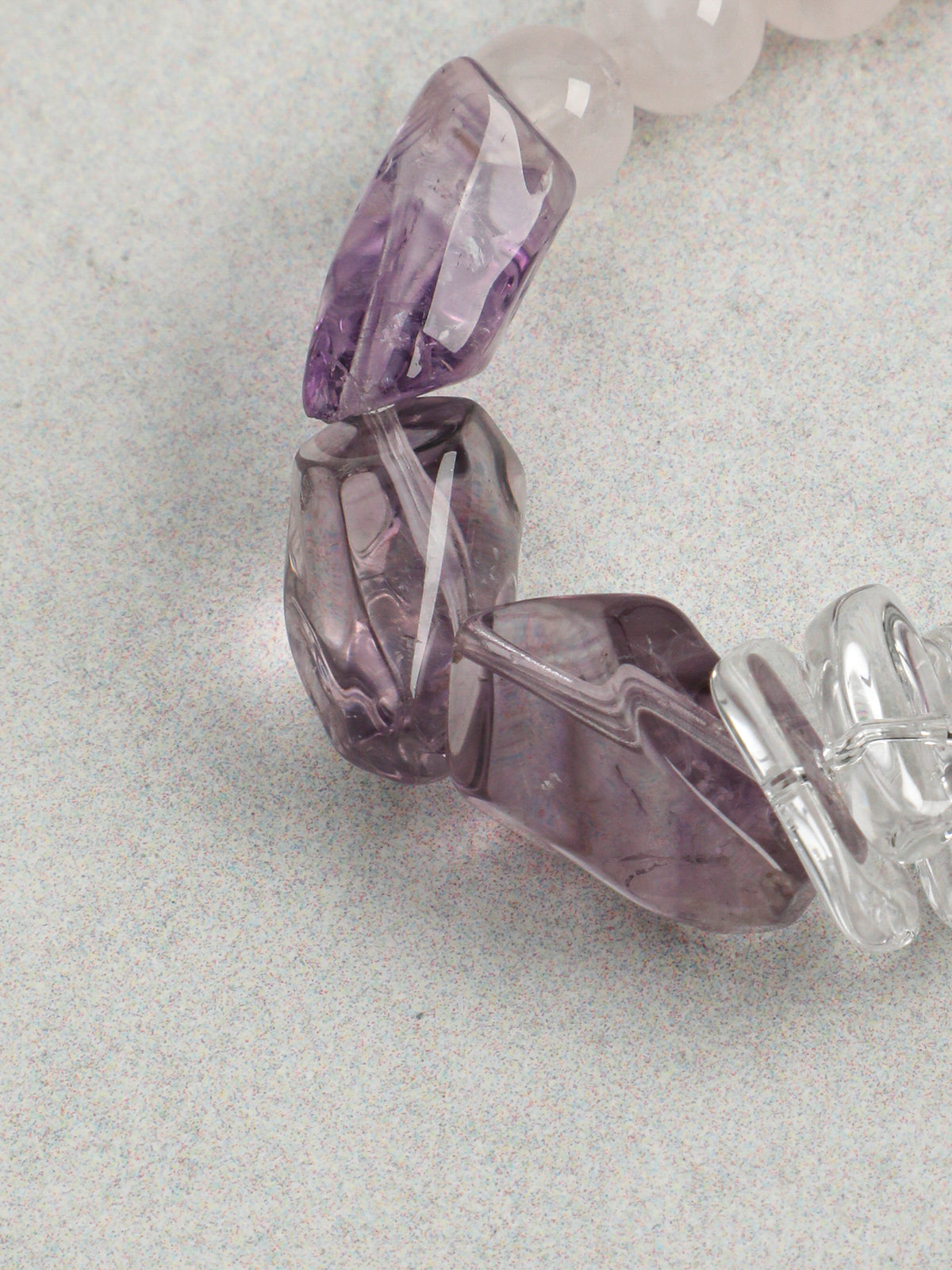 Blush Mist · Amethyst, Rose Quartz & Tooth Quartz Bracelet
