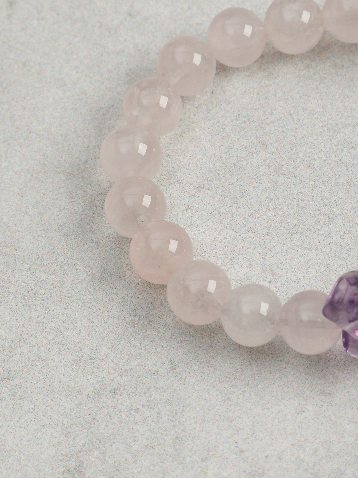 Blush Mist · Amethyst, Rose Quartz & Tooth Quartz Bracelet