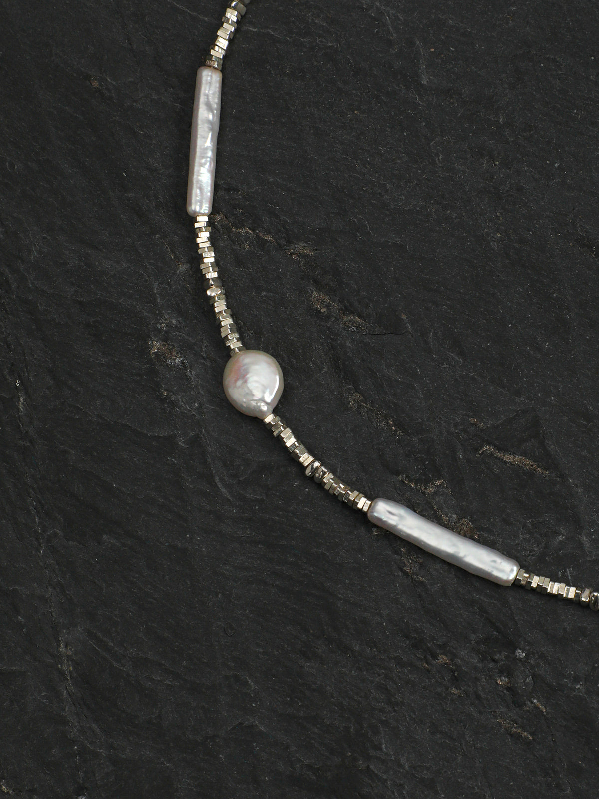 Pure Tide · Silver Nugget & Baroque Pearl Choker