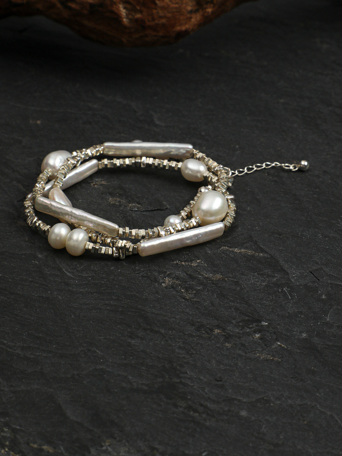 Pure Tide · Silver Nugget & Baroque Pearl Choker