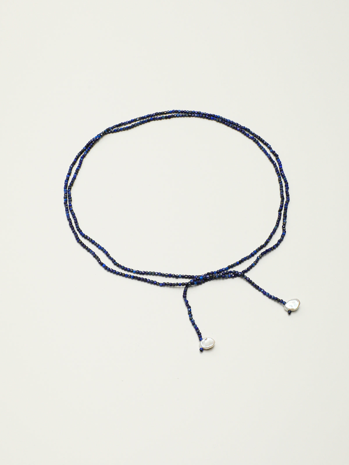 Starry Indigo · Lapis Cube & Petal Pearl Long Strand