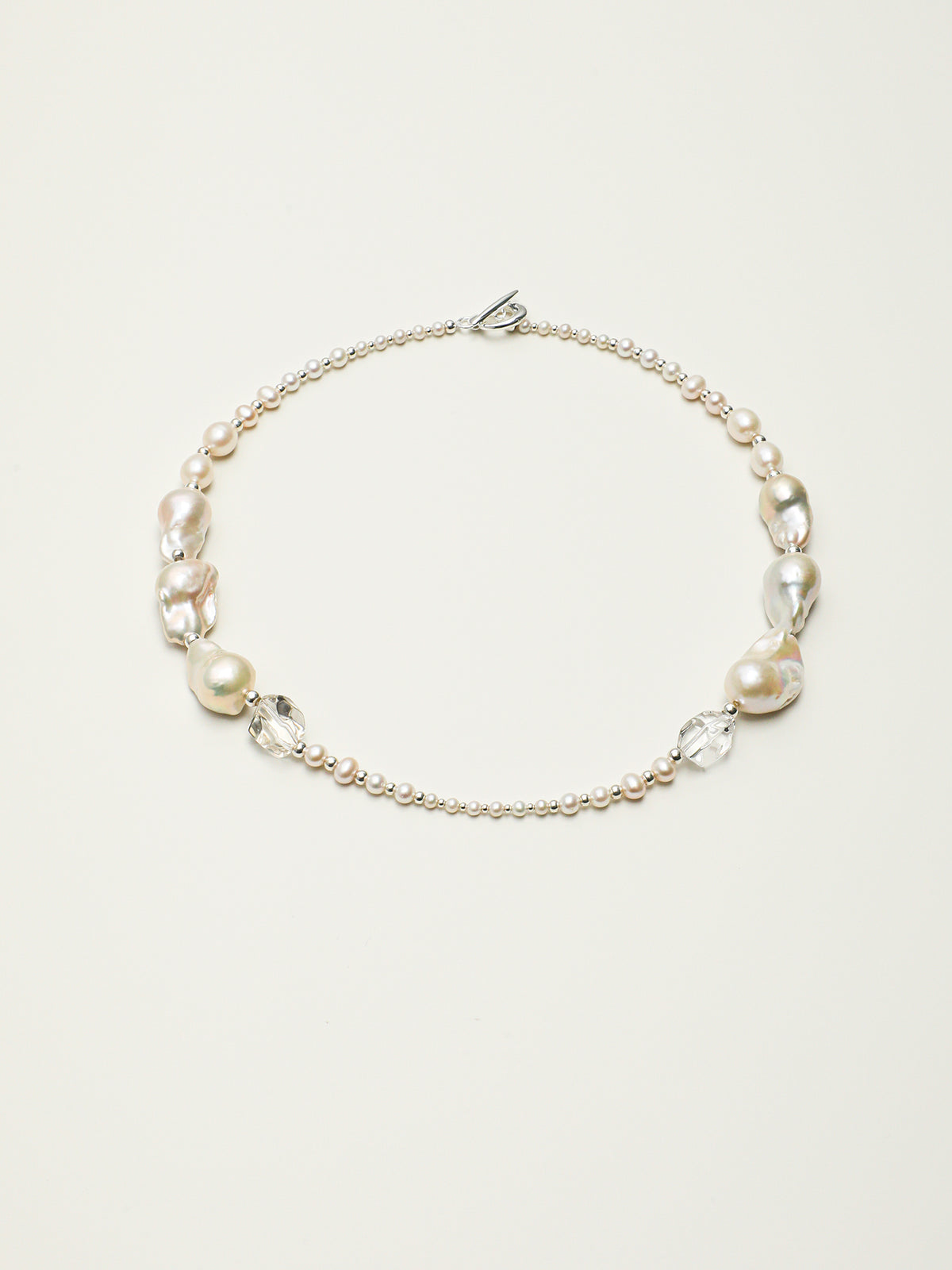 Frost Ripple · Clear Quartz & Statement Baroque Pearl Necklace