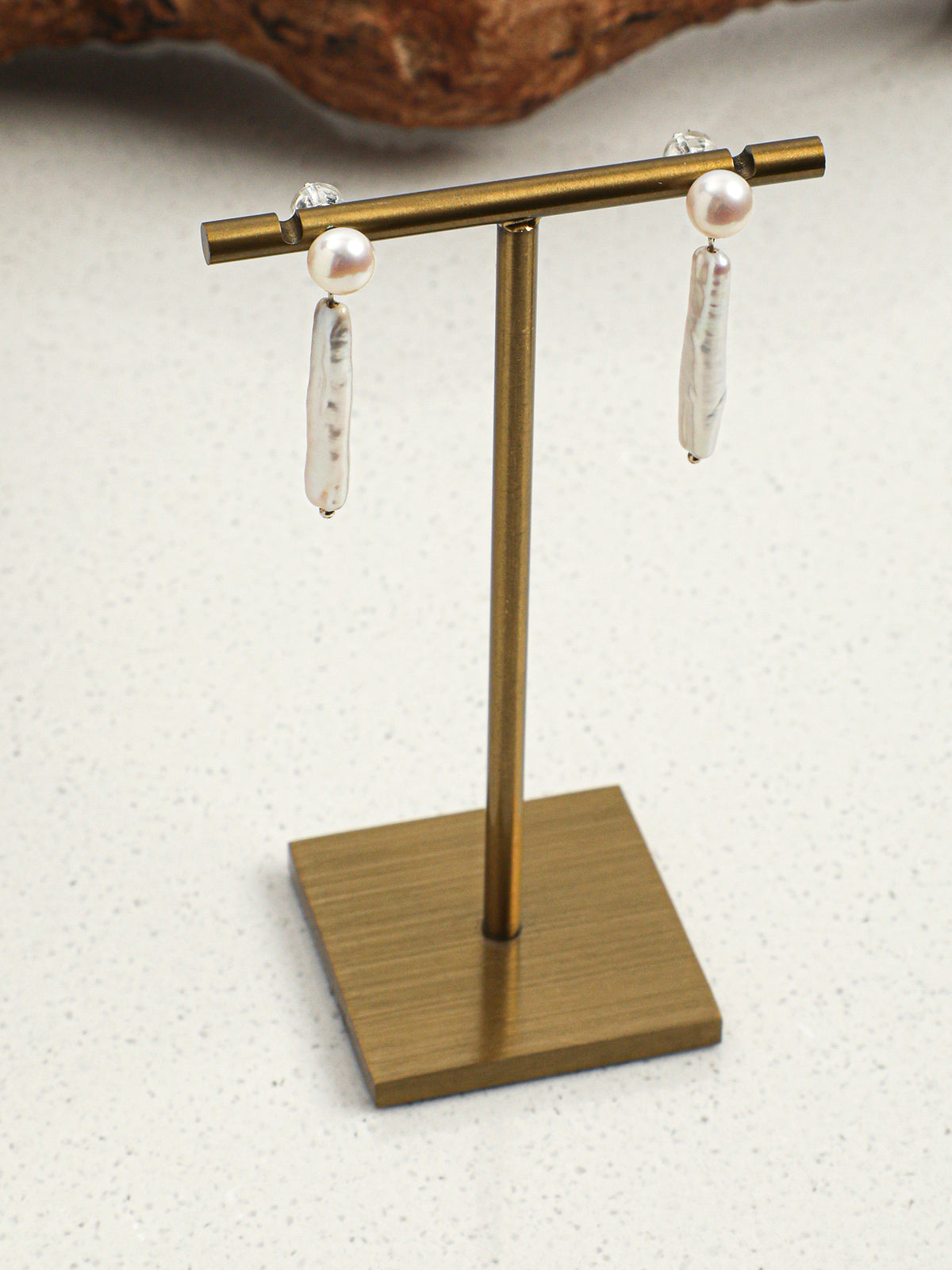 Moonlit Duo · 5A Button & Stick Pearl Drop Earrings