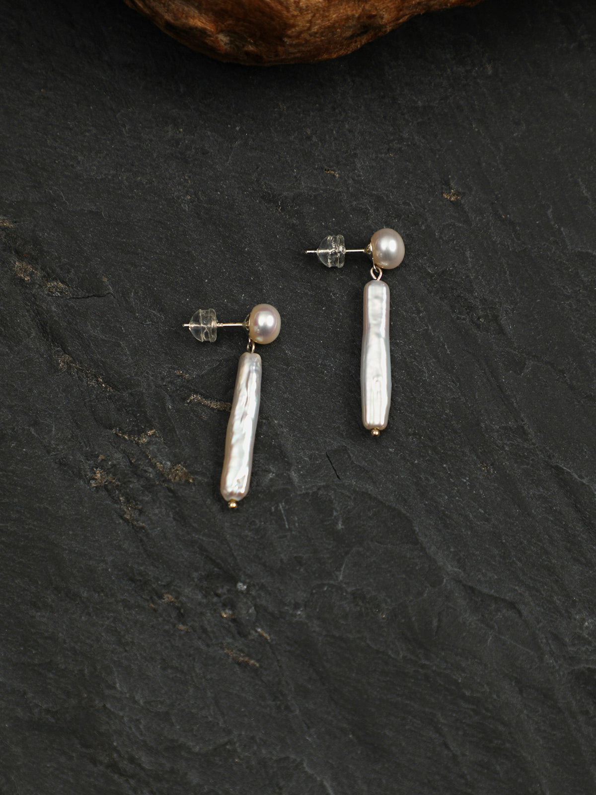 Moonlit Duo · 5A Button & Stick Pearl Drop Earrings